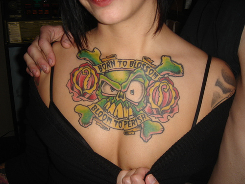 rose skull tattoo. A Skull Tattoo For