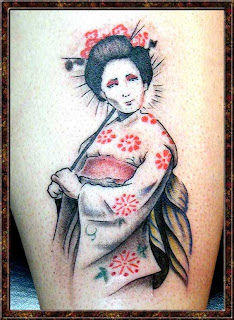 girl tattoo with kimono from japan