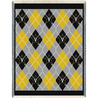 Argyle plaid black, gray, and yellow Vanderbilt (Vandy) Commodores blanket.