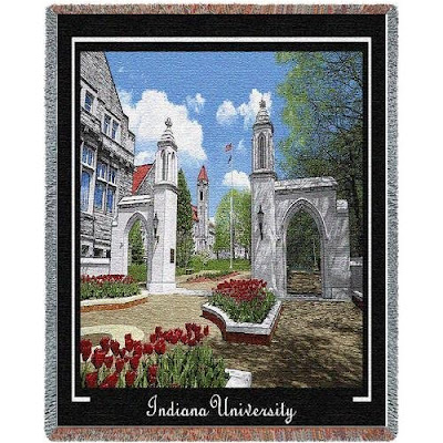 Indiana University Sample Gates picture on a throw blanket.