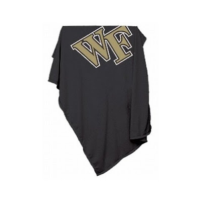 Black Wake Forest University sweatshirt blanket.
