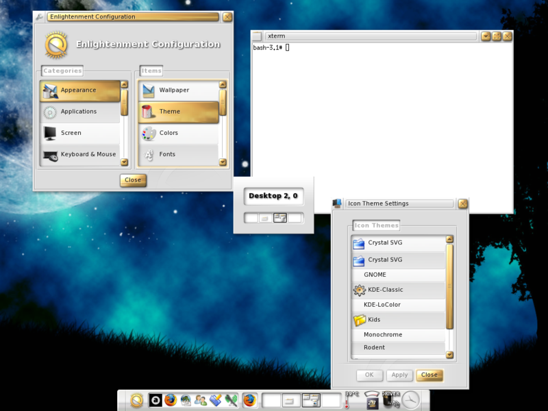 Enlightenment, also known simply as E, is a stacking window manager for