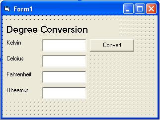 Design Simple VB6 Program - Degree Conversion
