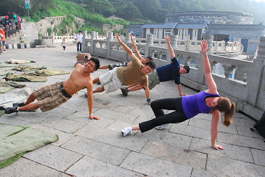 Yoga atop Mt. Tai Shan... Falling over!