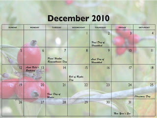 december 2010 calendar wallpaper