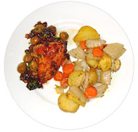 Chicken Marbella and Roasted Root Vegetables