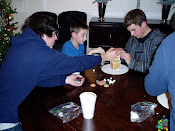 The boys decorating gingerbread