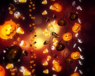 Download Wallpaper 800x1420 Garland Pumpkin Halloween Lighting