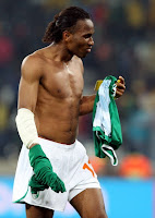 Didier Drogba playing for the Ivory Coast at World Cup 2010