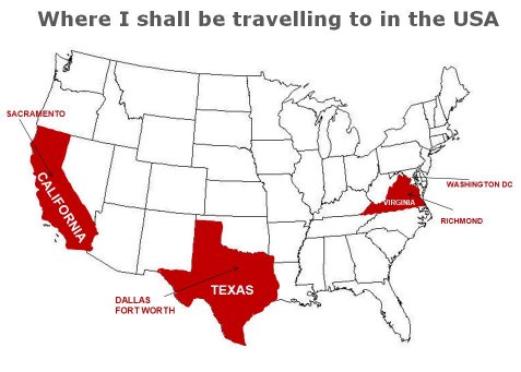 Where we will be visiting in the USA