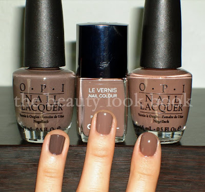 L to R: OPI You Don't Know Jacques, Chanel Particuliere, OPI Over the Taupe