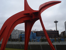 Calder sculpture and Seattle space needle