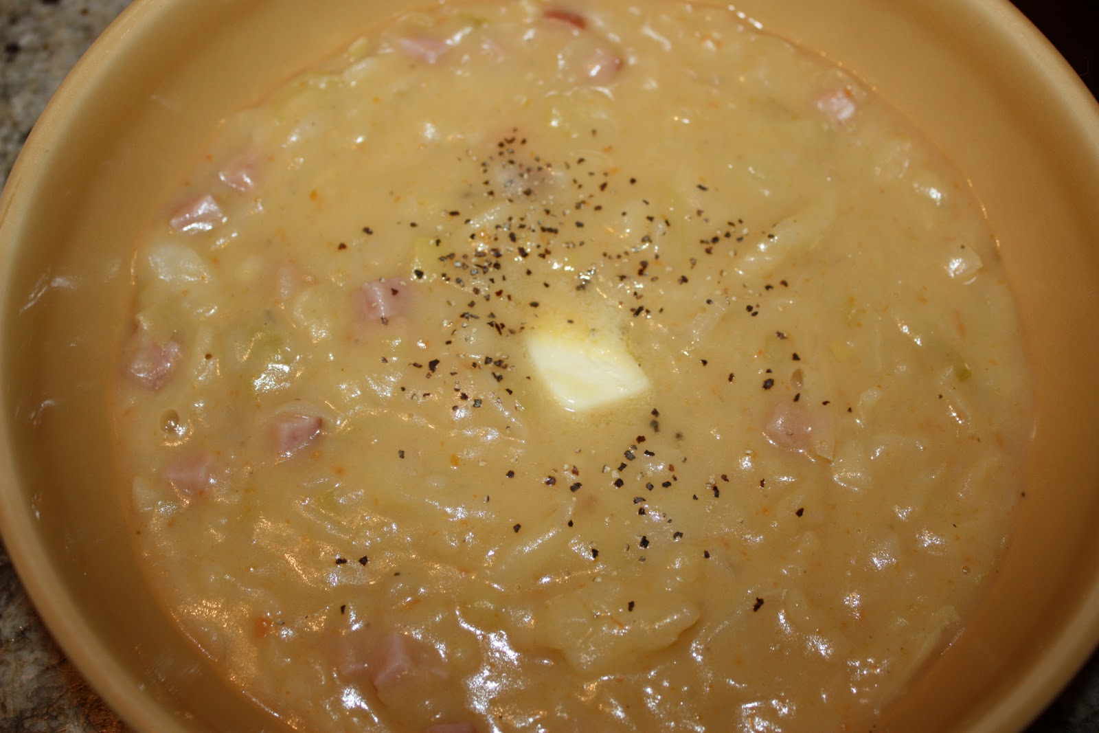 The Farmhouse Foodie Irish Potato and Cabbage Soup with Diced Ham