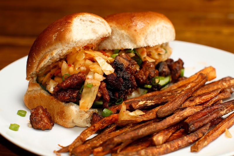 Platelist The Chubby Vegetarian Korean BBQ Seitan Sliders w/ Kimchi