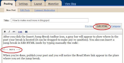 How to make Read More in Blogspot