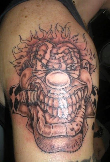 However scary clown tattoo Posted by coulrophobic agnostic at 1043 PM 0 