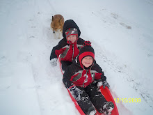 Ayden and Gavin sledding