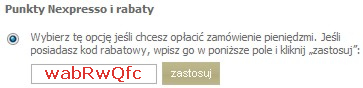 wpisz ten kod przy realizacji zamówienia