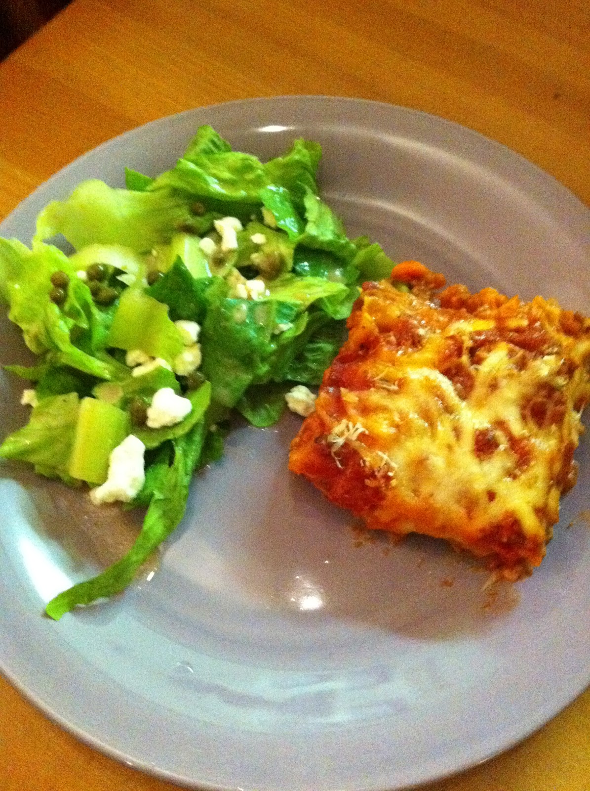 Plated Perfection Egg Roll Wrapper Lasagna with Caper Vinegarette Salad