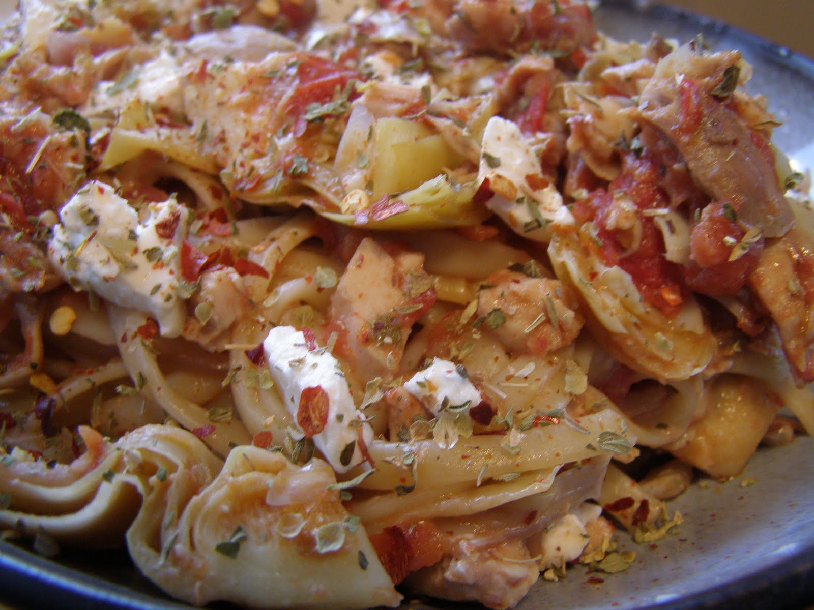 cooking Chicken Artichoke Tomato Goat Cheese Pasta