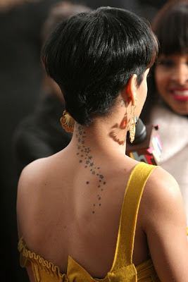Rihanna Star tattoos there are some cute star tattoos on Rihanna's back