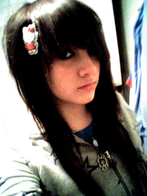 cute scene girl with long red black hairstyle. Cute scene girl hairstyle.