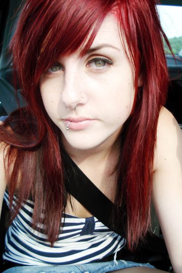 emo scene hairstyles for girls. hairstyles with red and black