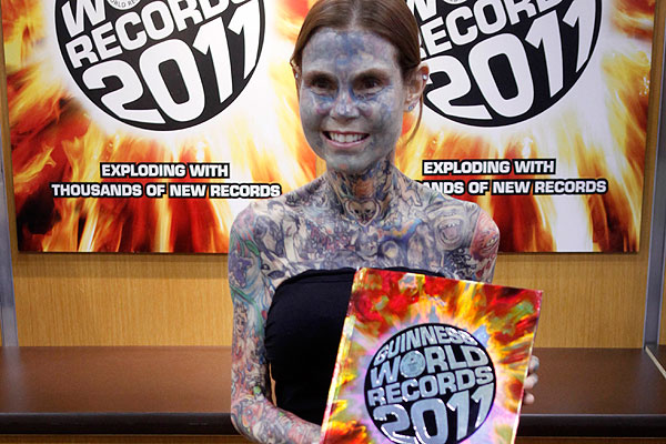 Worlds Most Tattooed Woman Guinness Records set by Julia Gnuse