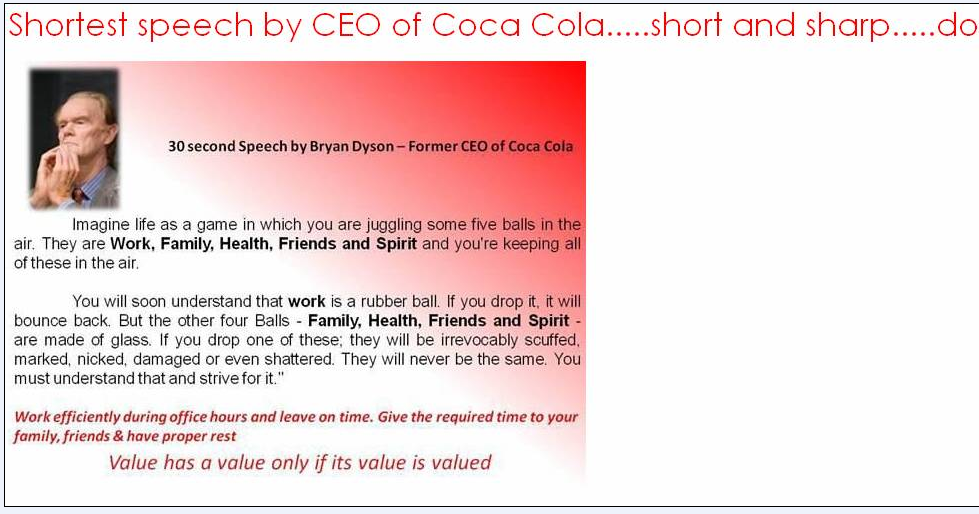 CA Update Shortest Inspirational Speech