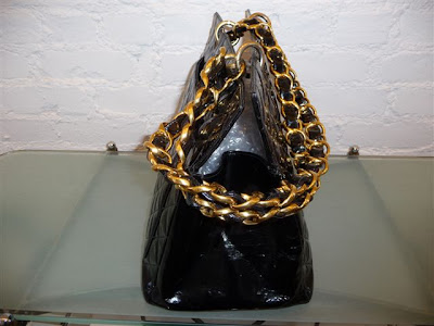 Chanel black patent Jumbo tote bag, c.1980. SOLD