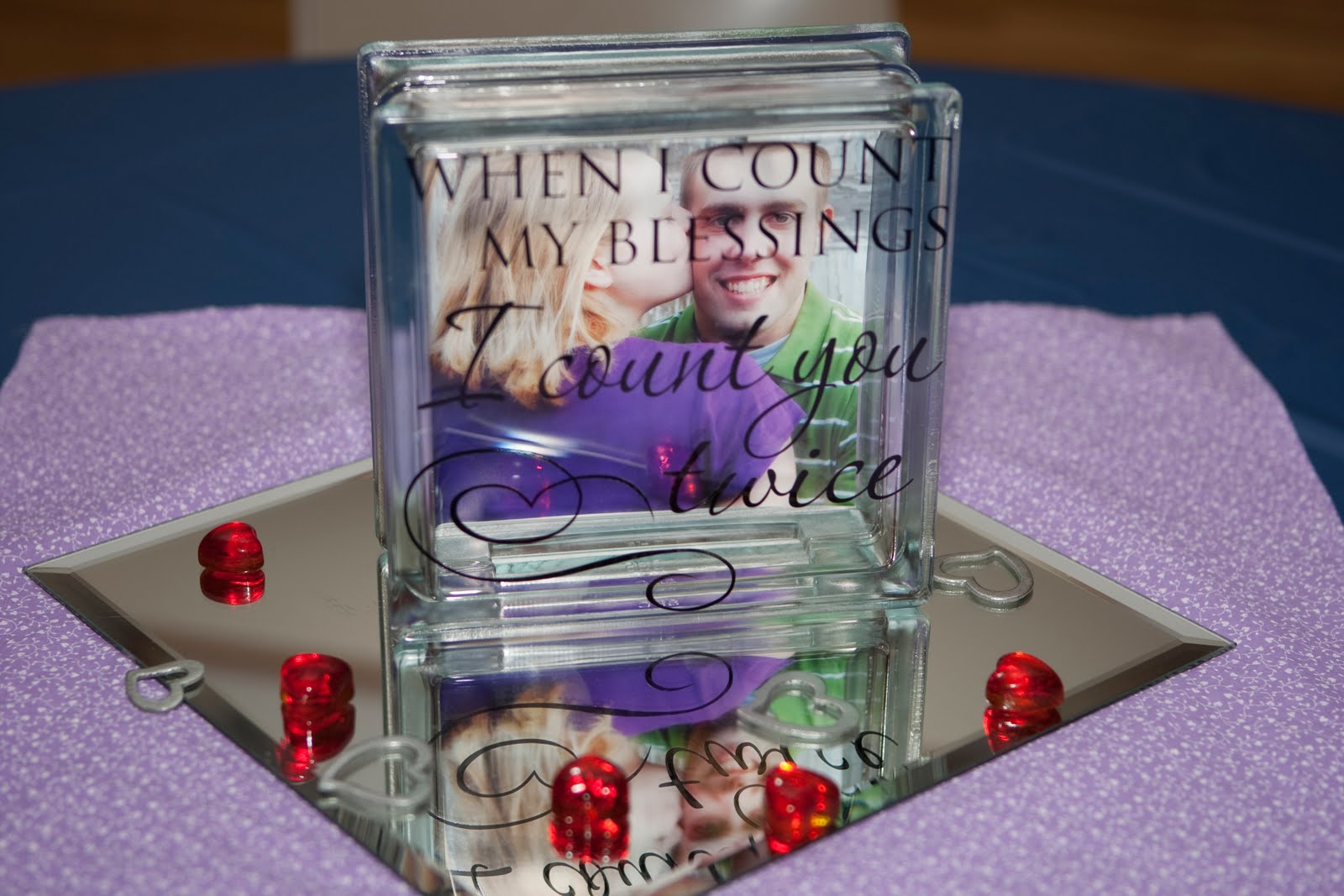 Words and Wisdom Custom Vinyl Lettering Glass Blocks/Wedding Center