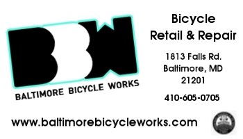 Baltimore Bicycle Works<br>1813 Falls Rd. Baltimore, MD 21201