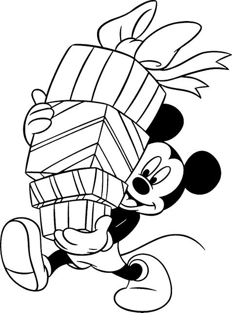 Free Disney Mickey Mouse Coloring Christmas Pages for Kids Children title=