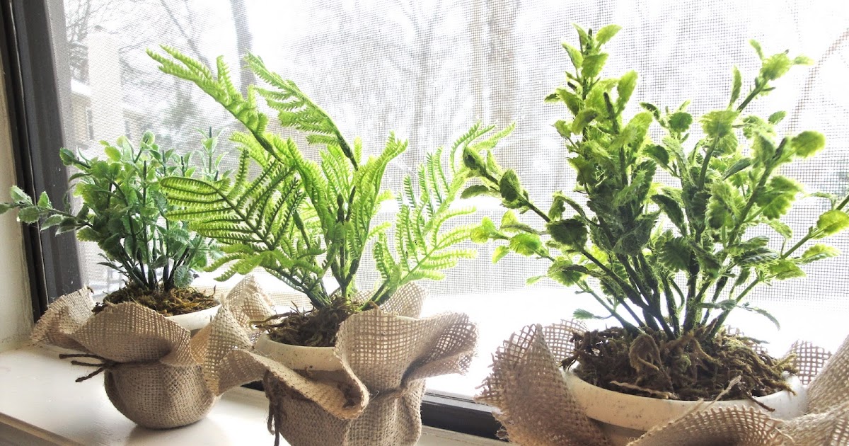 DIY Faux Potted Plants Wrapped in Burlap