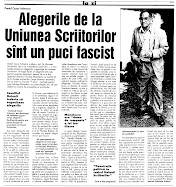 Alegerile de la Uniunea Scriitorilor sînt un puci fascist