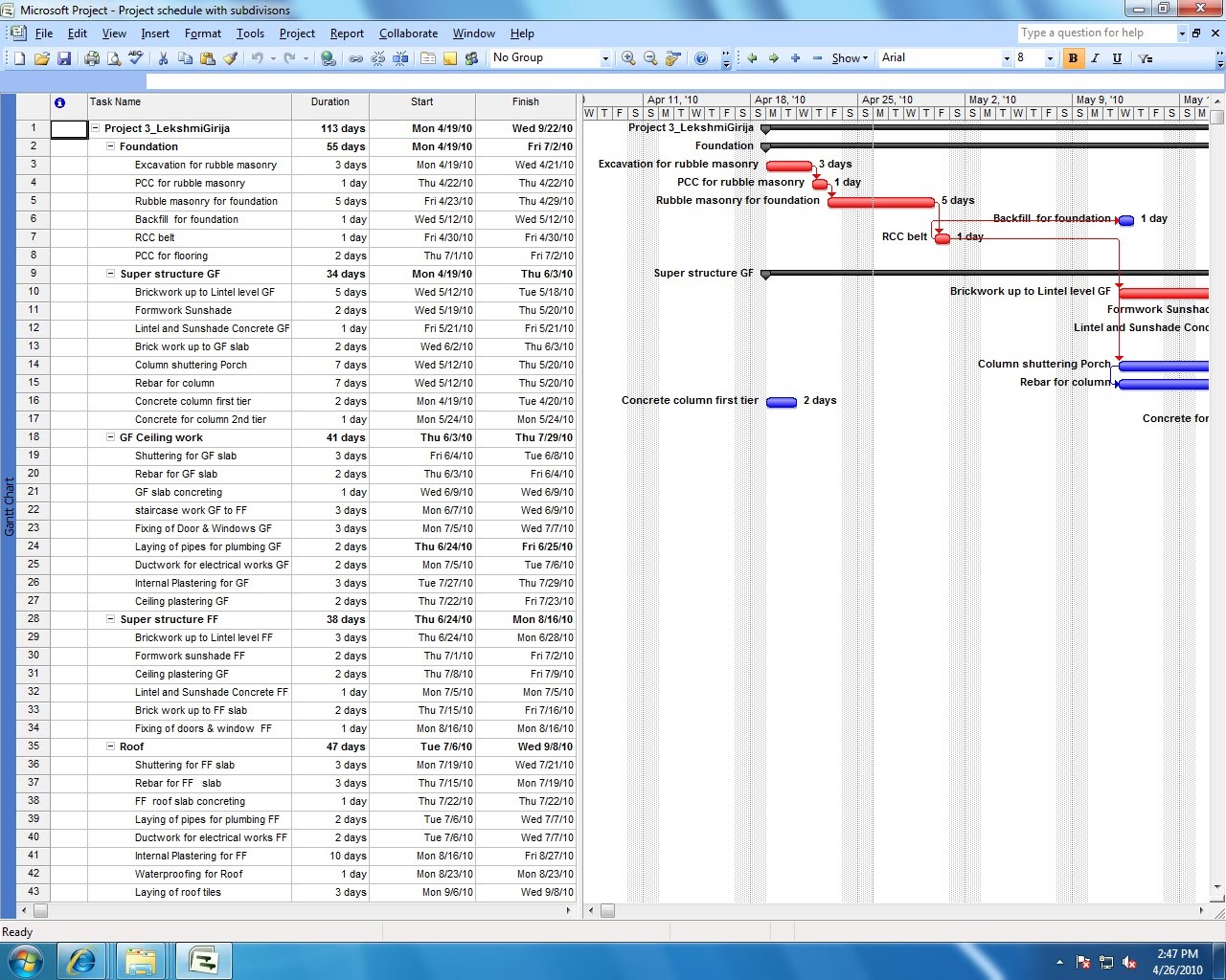 sample construction project schedule