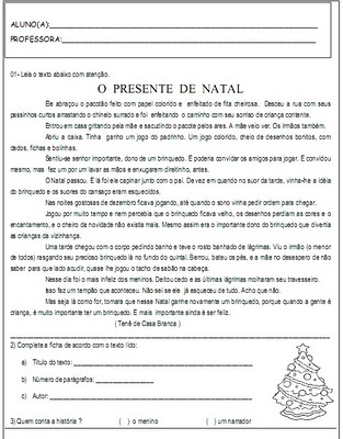 Métodos e Atividades para a EJA: Avaliação de Português - Presente de Natal
