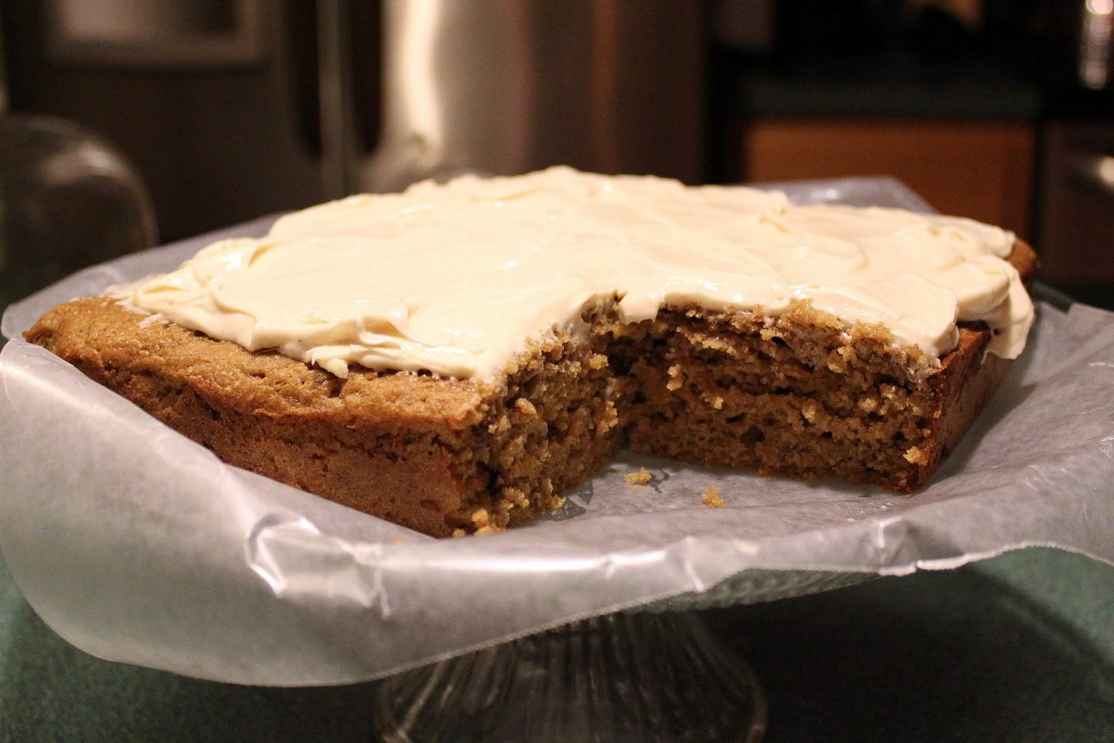 My Life On A Plate Spiced Applesauce Cake w/Cream Cheese Frosting