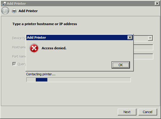 Vista To Xp Printer Access Denied
