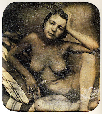 Anonymous French Nude woman with cushion c 1855 daguerreotype 59x67 