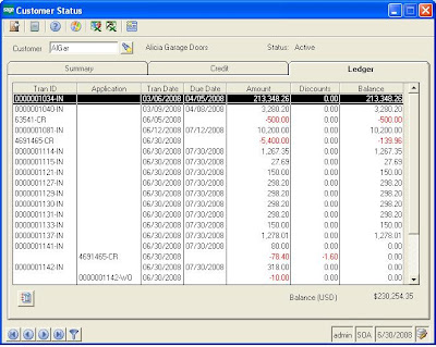 the Customer Status window