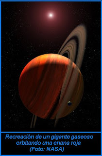 Recreación de un gigante gaseoso orbitando una enana roja (Foto Nasa)
