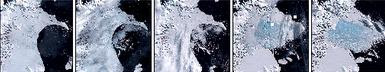 Deshielo de la plataforma de hielo Larsen. B. Fotos: Administración Nacional Aeronáutica y espacial