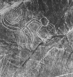 Foto hecha por una de las primeras arqueólogas en estudiar las líneas de Nazca, en 1953.