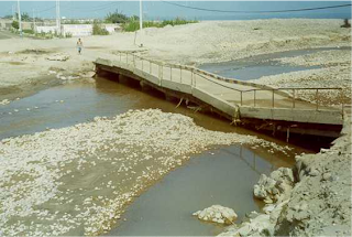 Puente en la costa peruana, dañado por las crecidas ocasionadas por el Fenómeno El Niño.