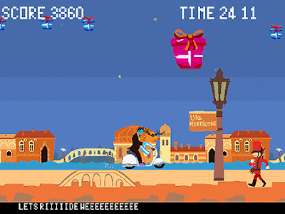 Image of the wonderful Dracula Cha-Cha riding a moped, saying 'Let's RIIIIIDE WEEEEE!'