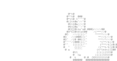 Image of an ASCII character set generated rabbit that hops.