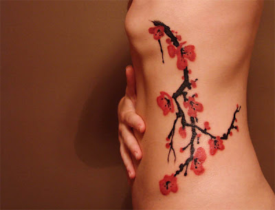 side tattoo. Cherry Blossom Side Tattoo