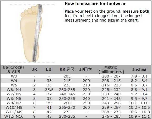 Crocs Size Chart
