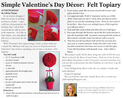 Current+02 01 2011+Article | Simple Valentine’s Day Décor: Felt Topiary | 15 |